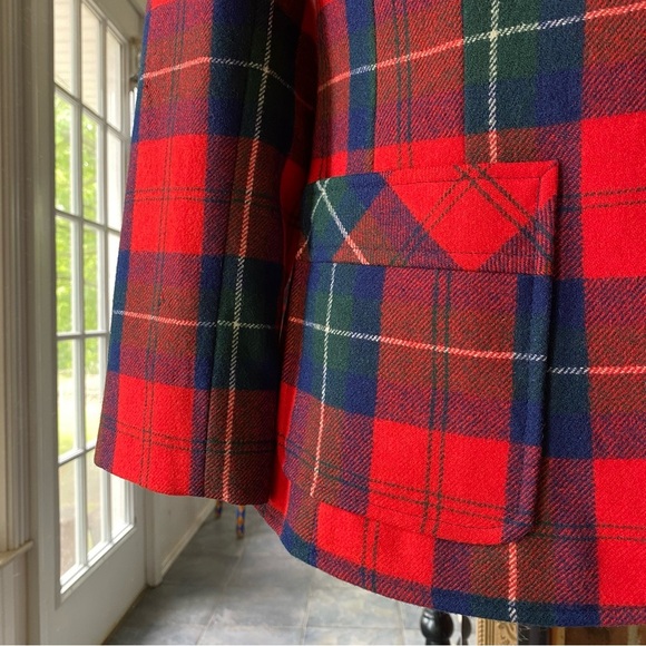 Vintage Pendleton 100% Virgin Wool Red Plaid/Tartan Tailored Blazer Size 12 - Picture 4 of 11